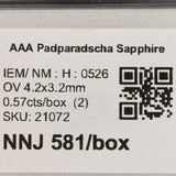 0.285 carat natural Ceylon padparadscha sapphire oval 4.2x3.2mm loose gemstone – view 2