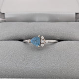 Gorgeous Aquamarine Ring with Natural Diamond Accents in White Gold | TR 5mm