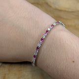 Bella 14K Solid Gold Ruby, Pink Sapphire & Diamond Tennis Bracelet | RD 2.6mm | Customizable