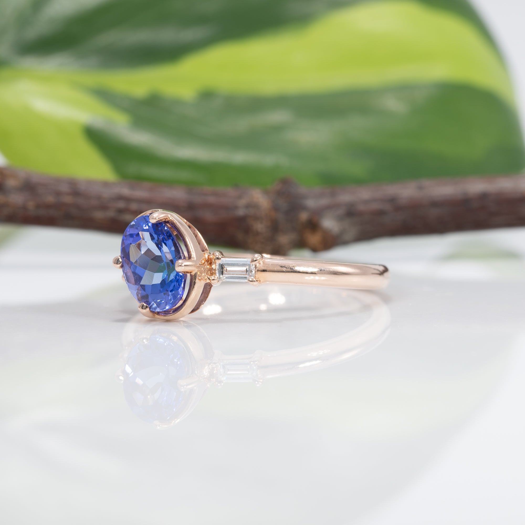 14K rose gold tanzanite ring