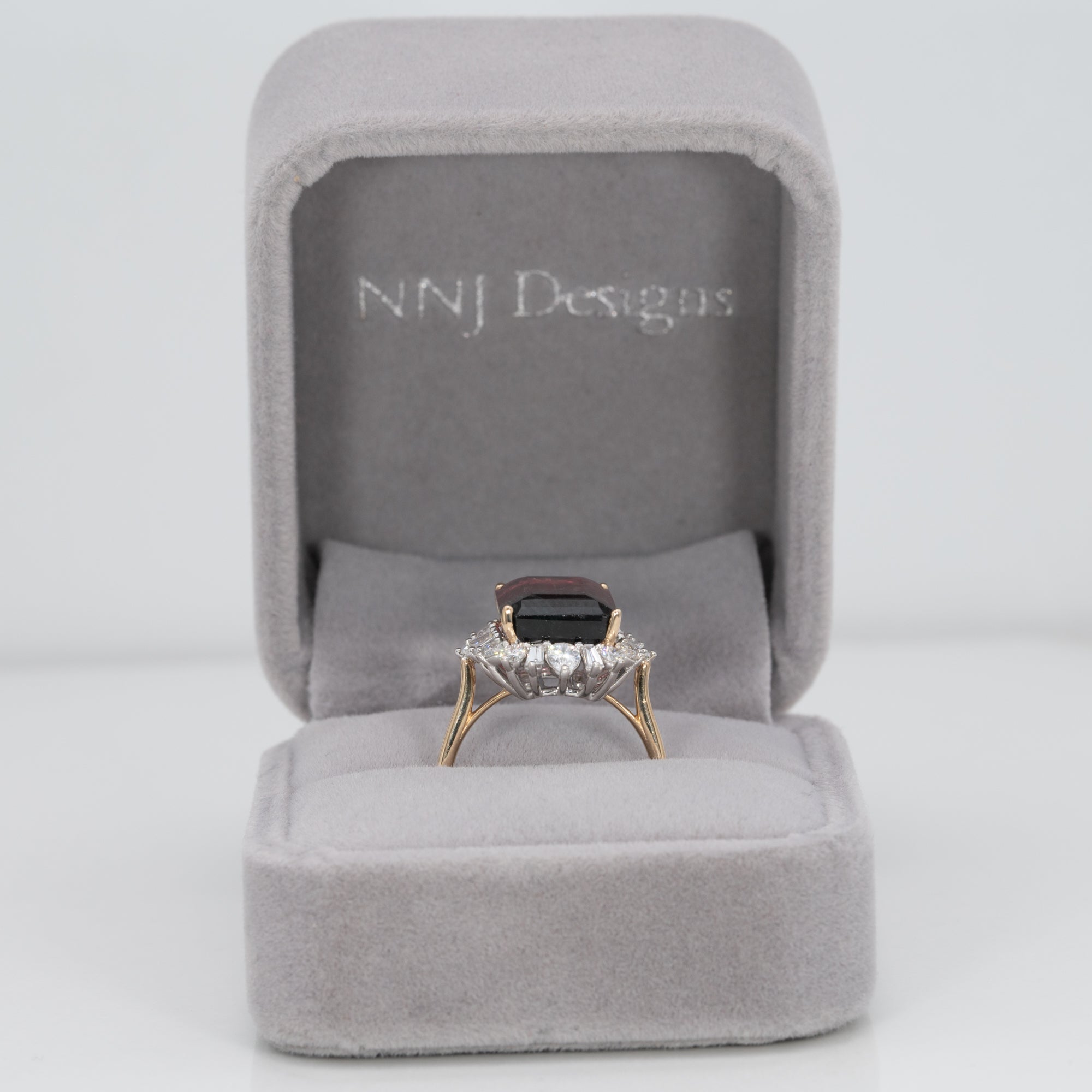 14K white & yellow gold bi-color tourmaline ring