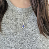 Soleil 14k Dual Gold Tanzanite Pendant with Natural Diamonds Halo | Oval 9x7mm