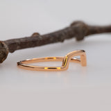Minimalist Modern Contour Band: Solid 14K Gold Curved Stackable Ring for Engagement & Layering