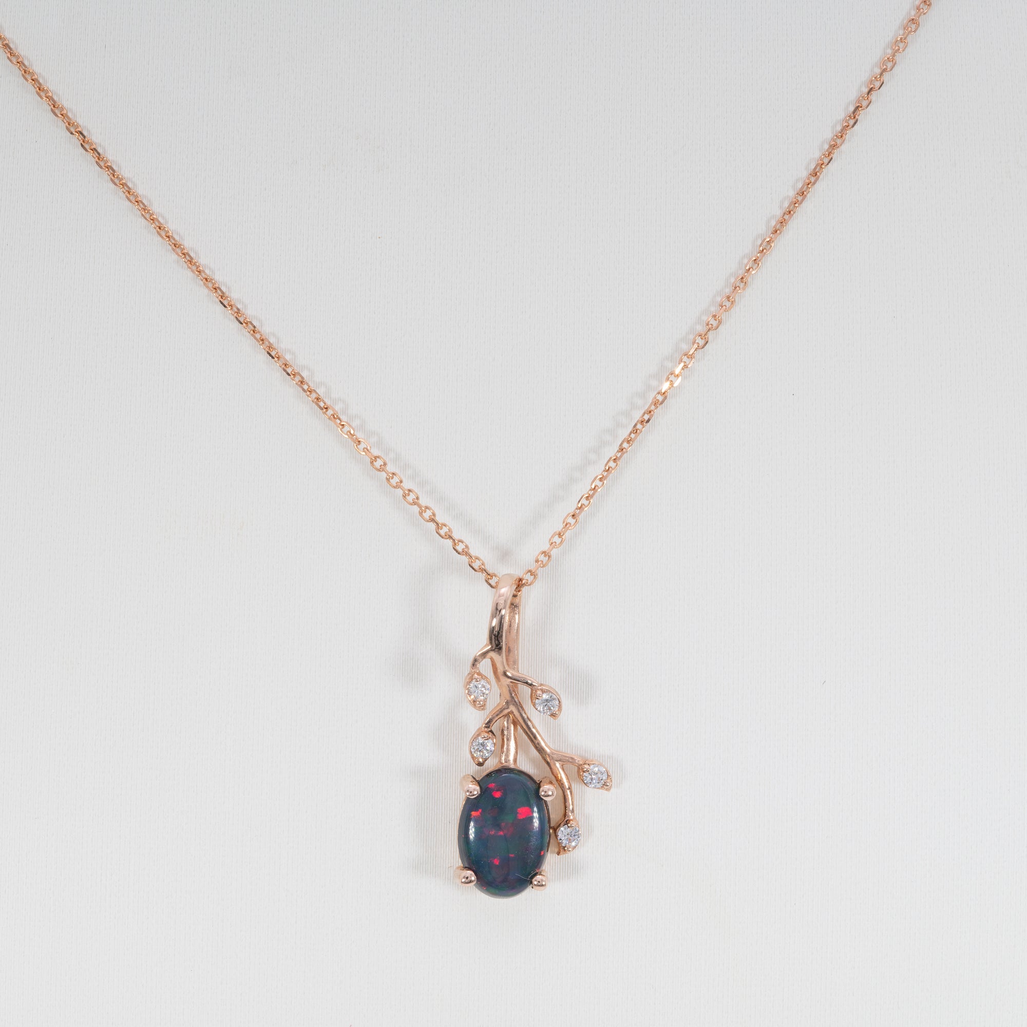 14K rose gold black opal pendant