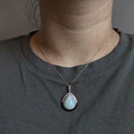 Yana 14K Yellow Gold 8.83cts Ethiopian Opal Diamond Pendant | Pear Shape 18x15mm