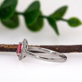 Lia 14K White Gold Padparadscha Sapphire Diamond Ring | PE 6x5mm