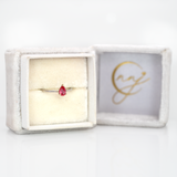 Saisha Solid 14k Gold Peach-Pink Padparadscha Sapphire Solitaire Ring, Pear-Cut