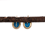 Sleeping Beauty Turquoise Drop Earrings in 14K Yellow Gold | Diamond Halo | Oval Cabochon | 10x8mm | December Birthstone
