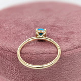 Turquoise Ring w Earth Mined Diamonds in Solid 14K Yellow Gold Round 5mm