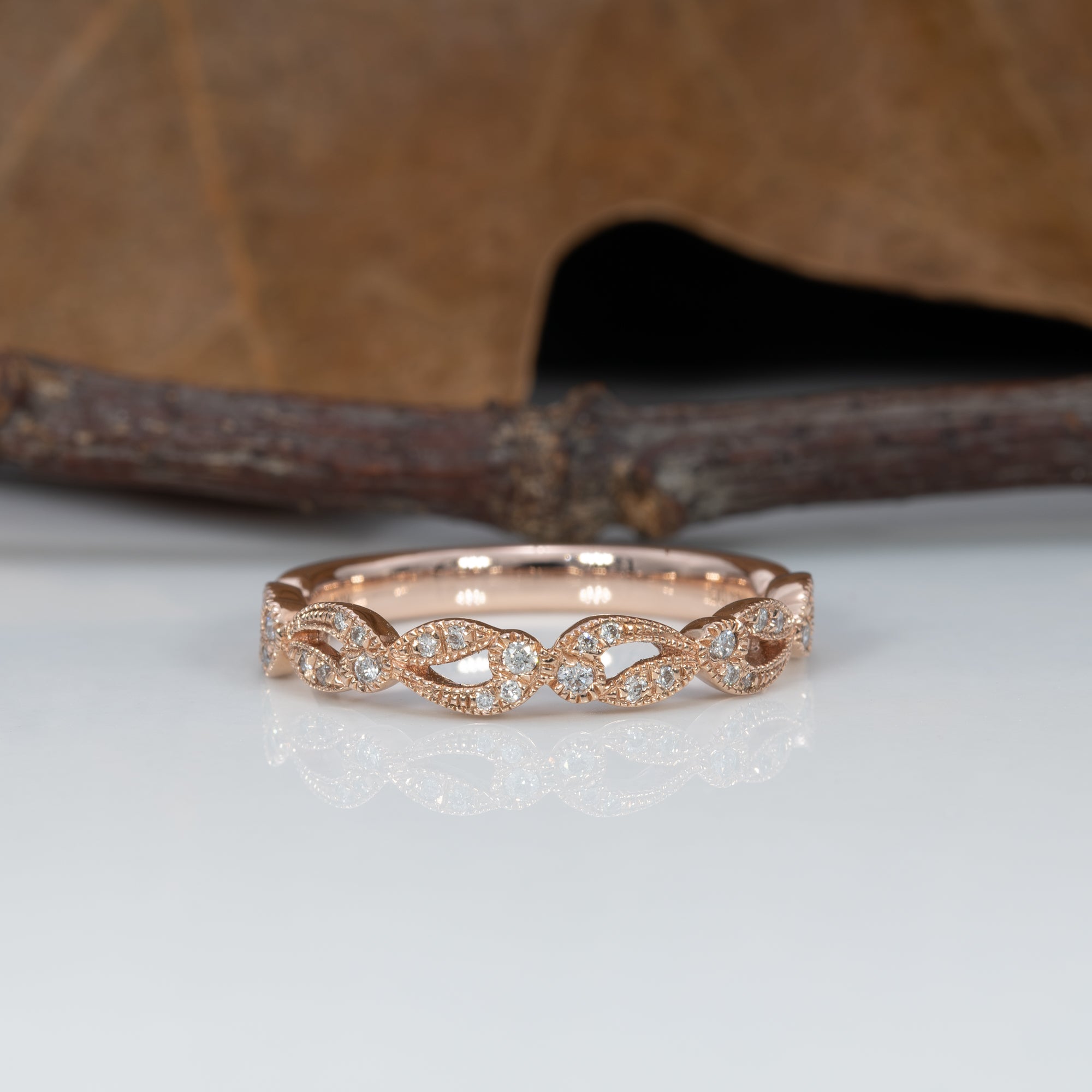 14K rose gold diamond band