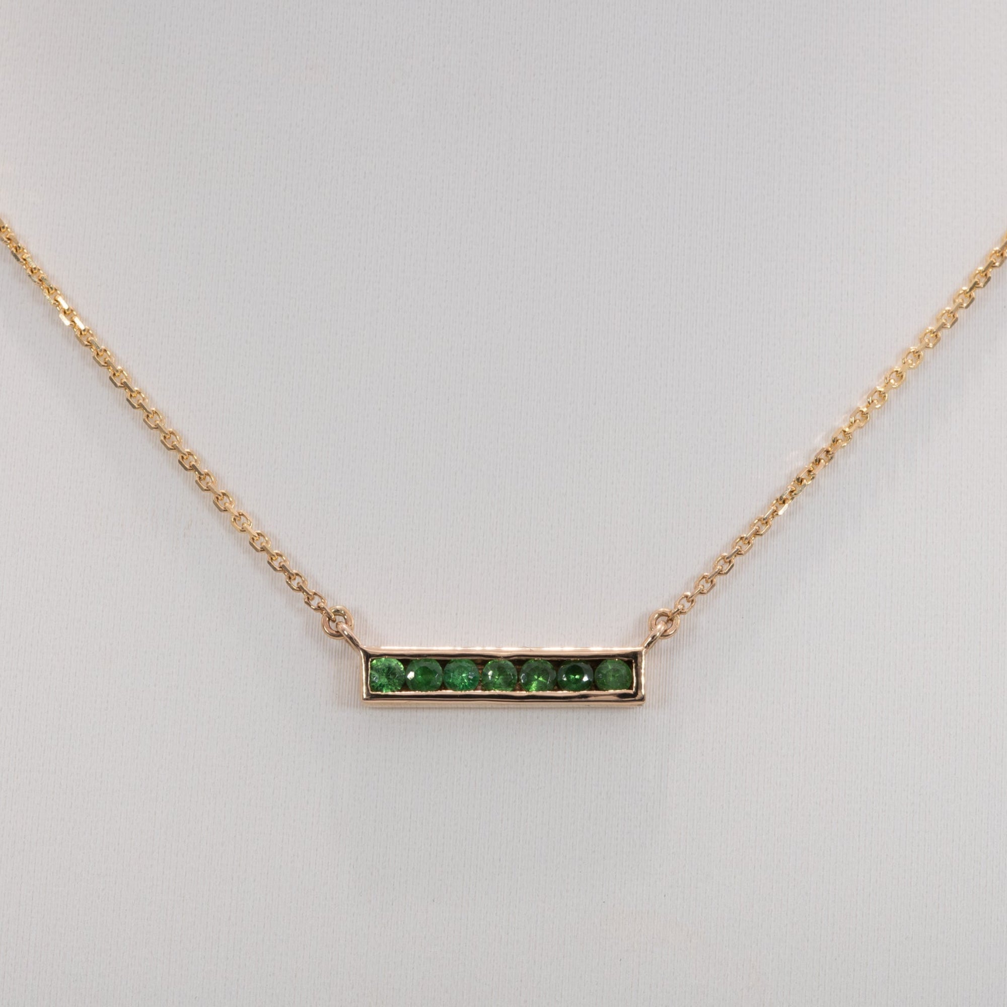 14K yellow gold zambian emerald necklace