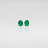 Zambian Emerald Solitaire Stud Earrings – Oval 7x5mm – Solid 14K Gold (Yellow, White or Rose)