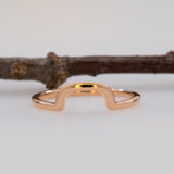 Minimalist Modern Contour Band: Solid 14K Gold Curved Stackable Ring for Engagement & Layering