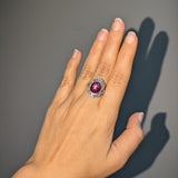 8ct Star Ruby Ring w Diamond Accents and Milgrain details in 14K Gold | OV 12x10