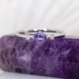Amaira 14K White Gold Purple Sapphire and Diamond Ring | OV 5x4mm
