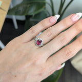 Robin Solid 14K Gold 1.5ct Rubellite Garnet Ring with Natural Diamond Accent, 8.4x7mm