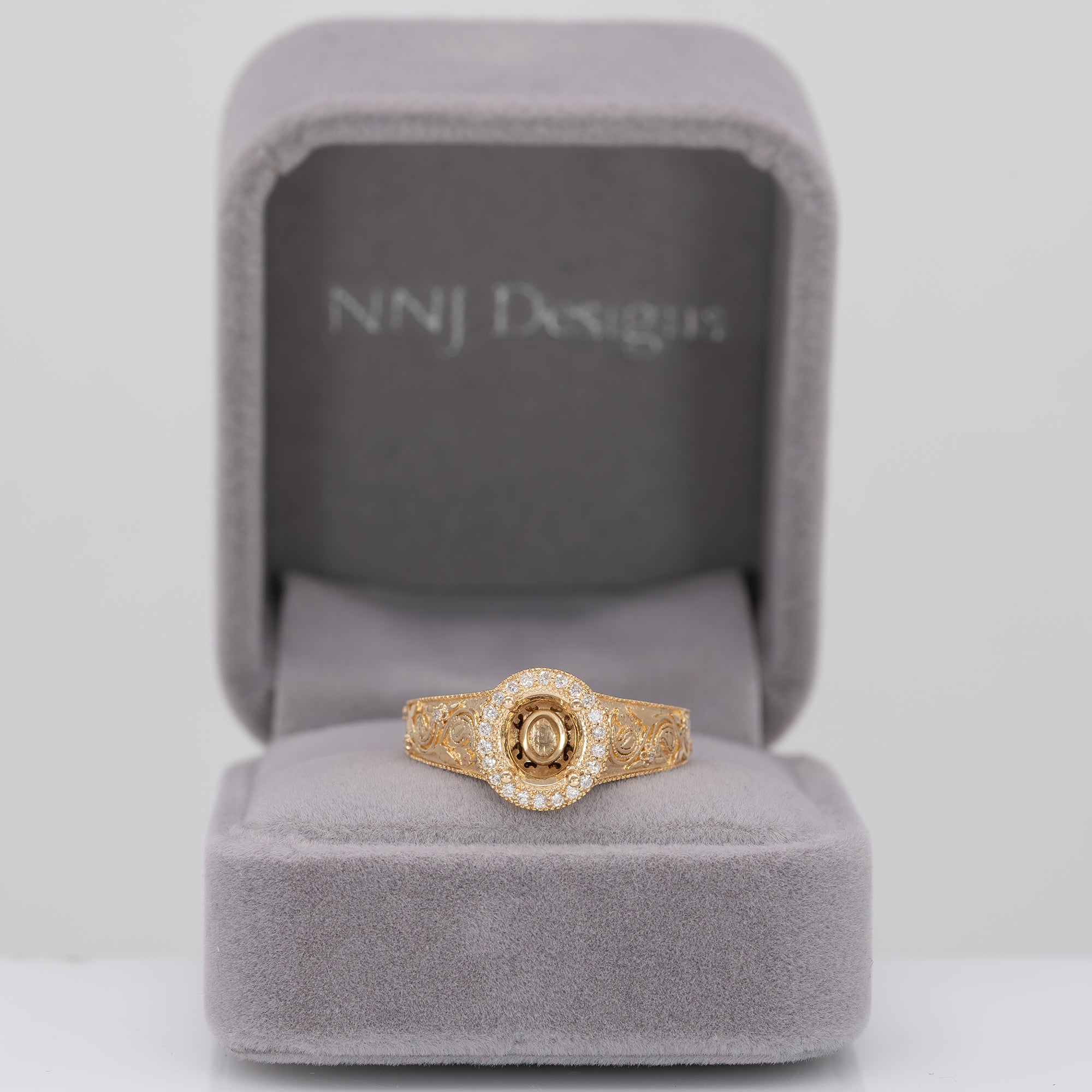 18K yellow gold diamond semi-mount ring setting