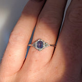 Natural Alexandrite Ring w Earth Mined Diamonds in Solid 14K Gold Oval 5x4mm