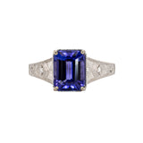 Maitri 14K White Gold Tanzanite Diamond Ring | Emerald cut 9x7mm