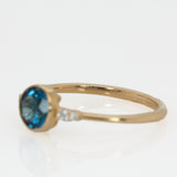 Saffi Solid 14k Gold London Blue Topaz Ring with Natural Diamonds Accents: 5.5mm