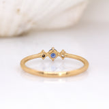 Jeannie 14K Yellow Gold AAA Ceylon Blue Sapphire and Diamond Ring | Round 3mm