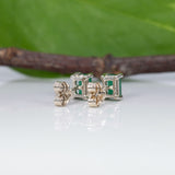 Mwaka | Zambian Emerald Solitaire Stud Earrings – Emerald Cut 5×3mm – Solid 14K Gold (Yellow, White or Rose)