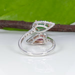 14K white & rose gold pink & indicolite tourmaline ring