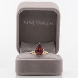 3.7Ct Rubellite Tourmaline Ring with Earth Mined Diamond Accents in Solid 14K Gold – Pear Cut 13x8mm Fine Jewelry Ring