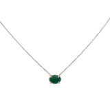 1.2Ct Zambian Emerald Pendant Necklace in Solid 14K Gold with Attached Chain – Oval 8x6mm Emerald