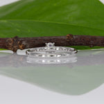 14K white gold purple sapphire round ring with diamond halo