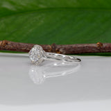 14K white gold oval lab grown diamond ring with diamond accents