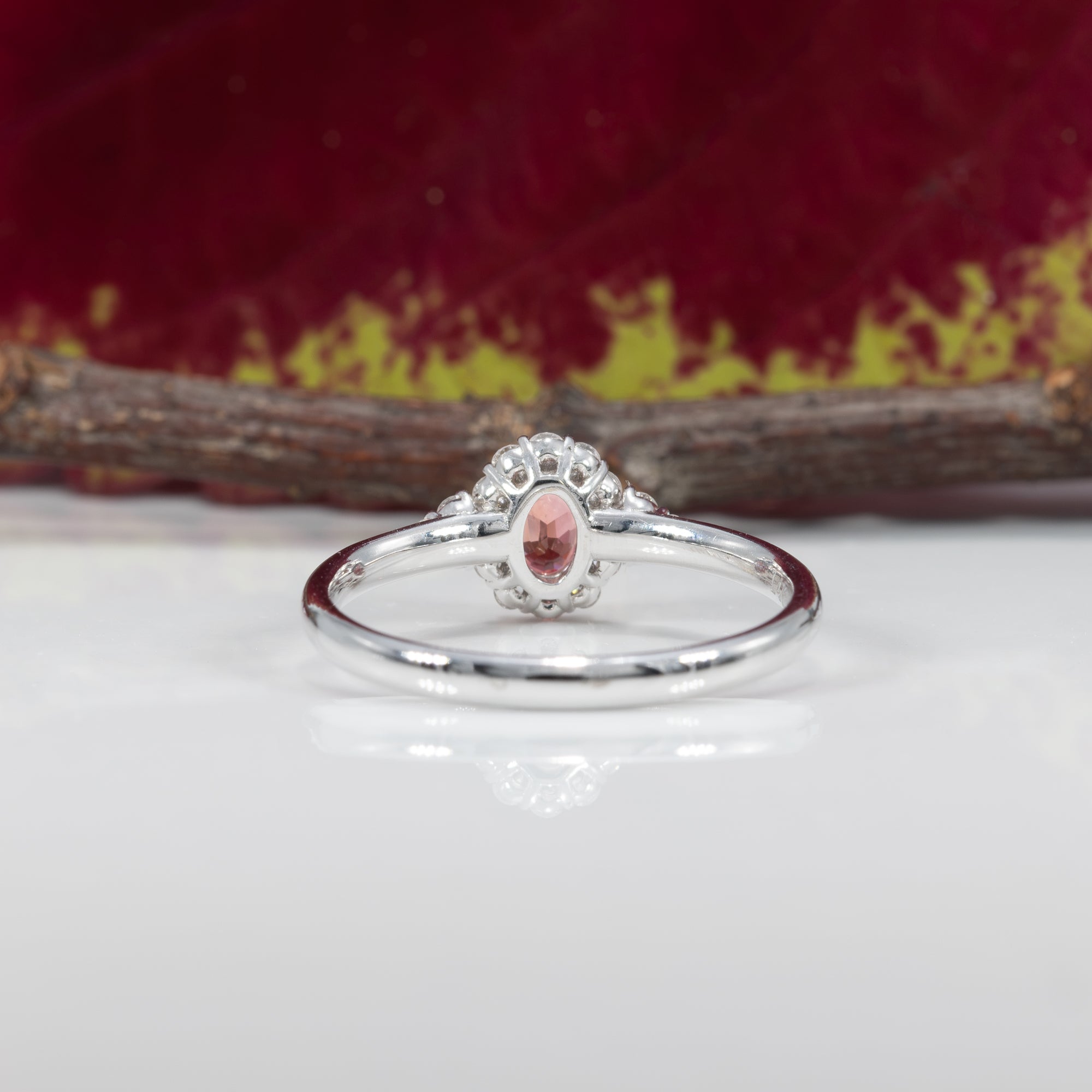 14K white gold padparadscha sapphire ring