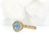 Kylani Solid 14k Gold Aquamarine Ring with Natural Diamonds Accents, 9x7mm