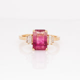 Calluna 14k Solid Gold Bi-color Tourmaline Ring with Natural Diamond Accents | 9x7mm
