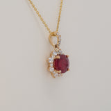 1.9Ct Madagascar Ruby Pendant with Earth Mined Diamond Accents in Solid 14K Gold – 6.5mm Round Gemstone Fine Jewelry