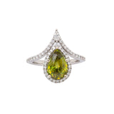 Elaine 14K White Gold Sphene and Diamond Ring | Pear 11x7.5mm