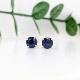 Four Prong Round Blue Sapphire Stud Earrings for Women | Stud Earrings