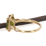 Daksha 14K Yellow Gold 2.7cts Sphene Diamond Ring | Cushion Cut  9x7mm