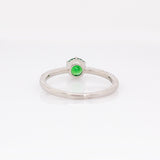 Mahika Solid 14k White Gold Tsavorite Garnet Ring with Natural Diamonds Accents | Round 5mm