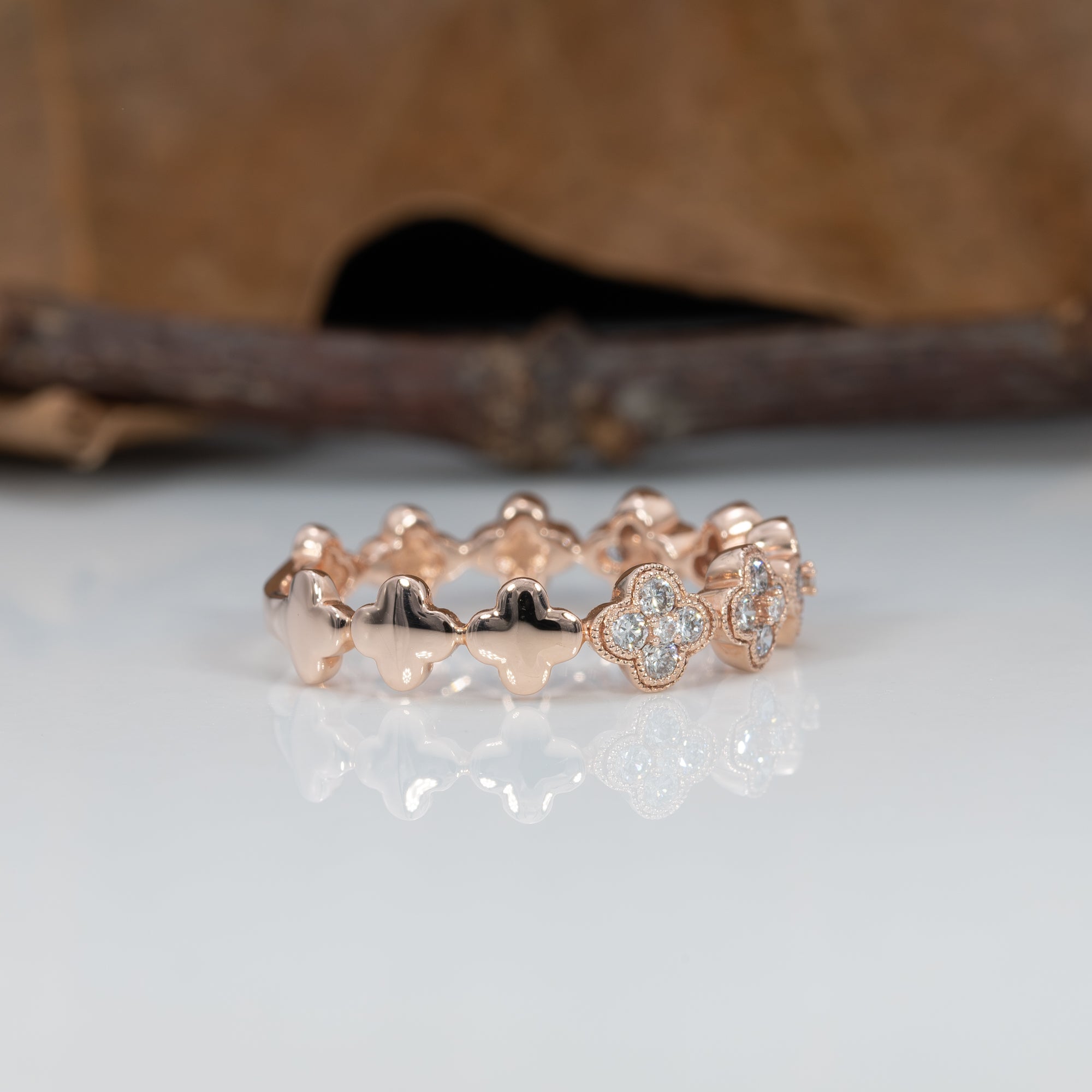 14K rose gold diamond band