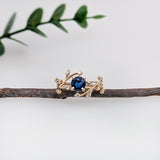 1ct Royal Blue Sapphire Ring w Natural Diamonds in Solid 14K Gold | RD 6mm