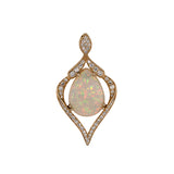 Ethiopian Opal with Earth Mined Diamond Accents in Solid 14K Gold - Pear Cut 18x13mm Fine Jewelry
