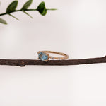 amara 14k dual white yellow gold 0.89cts aquamarine diamond ring | elogated cushion 6.5x5mm