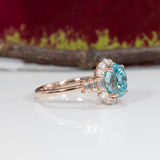 14K rose gold cambodian blue zircon ring