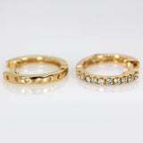 14K Yellow Gold Natural Diamond Huggies | Latch Back Closure