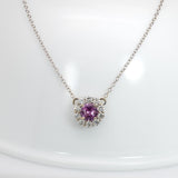 Eloise Solid 14K Gold Pink Sapphire Pendant Attached Chain with Natural Diamonds