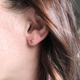 Pink Tourmaline Four Prong Solitaire Stud Earrings in Solid 14K Gold