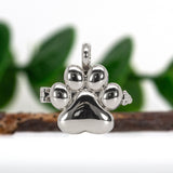14K White Gold Paw-Print Locket Pendant