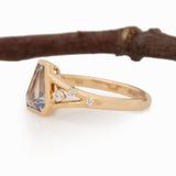 Keira Solid 14k Gold Blue Sapphire Ring with Natural Diamond Accents,8x6.5mm