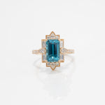 14K yellow gold cambodian blue zircon ring
